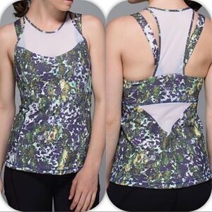 Lululemon Running in the City Multi Floral tank top sport 2 XS workout yoga